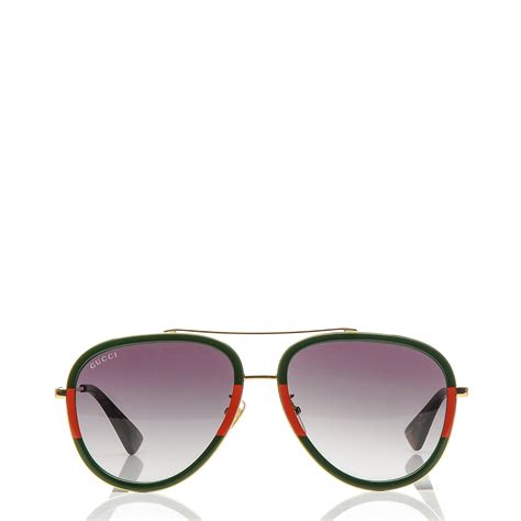 gucci sunglasses red and green|Gucci 63mm aviator sunglasses.